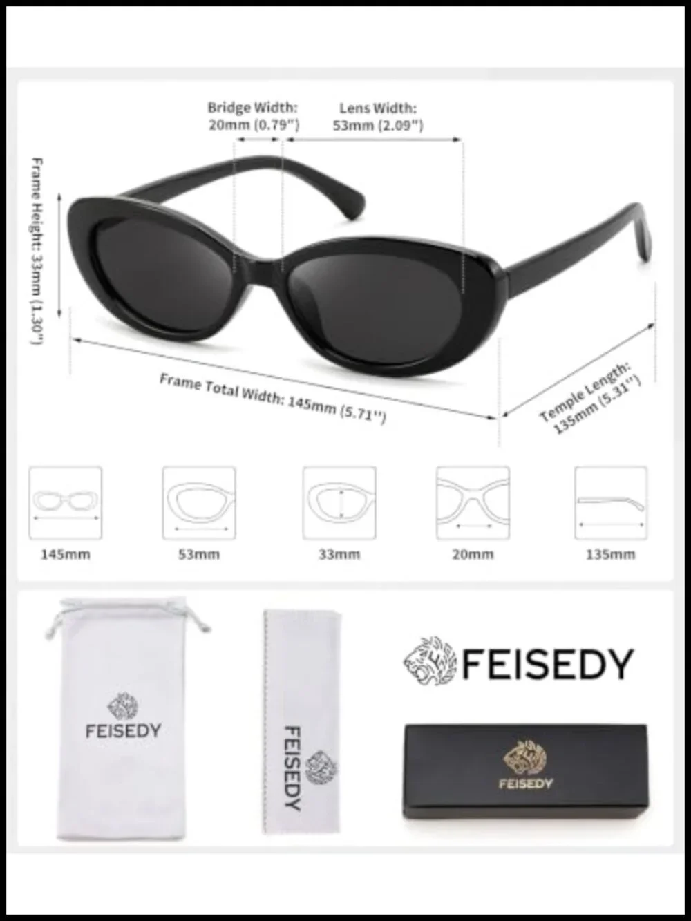 Retro Oval Cat Eye Sunglasses with UV400 Protection Lightweight Plastic